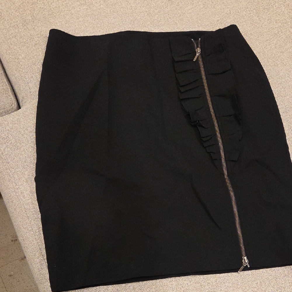 Banana Republic Black Pencil Skirt with Ruffle and Zipper